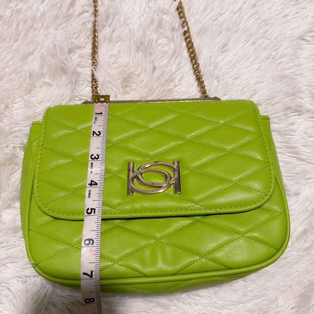 Bebe Lime Green Quilted Chain Shoulder Bag